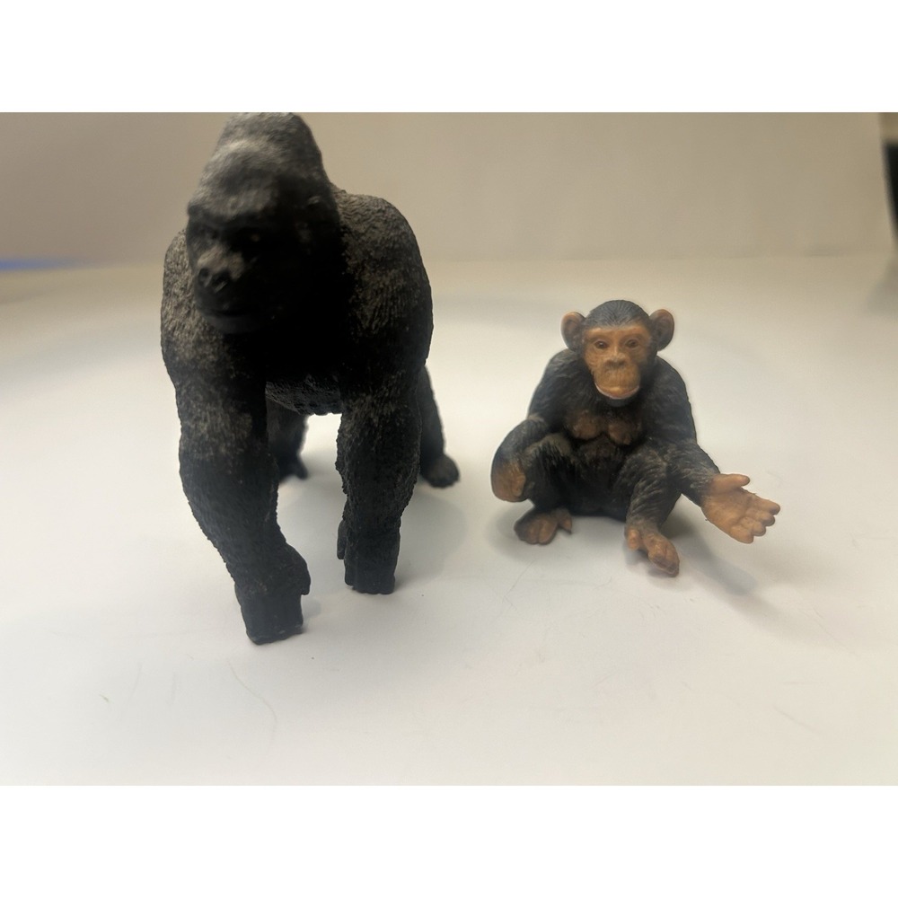 Schleich Gorilla & Chimpanzee Figure Lot Ape Monkey Wildlife Animal Toys 2pc